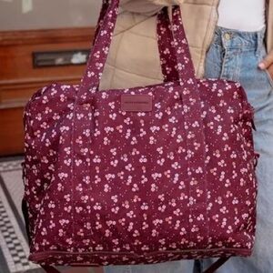 Pack Up Duffle in Berry Floral - Poppy and Peonies